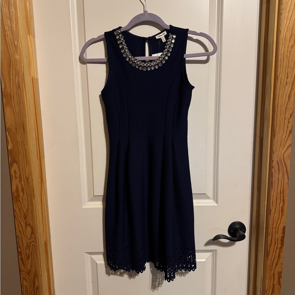 Monteau Girl Elegant Navy Blue Kids Dress Size‎ Large (12)